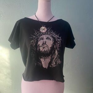 Brandy Melville Black Jesus Graphic Crop Top